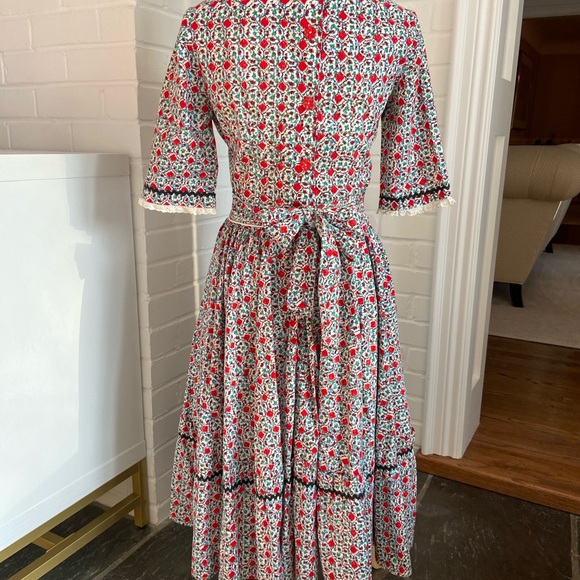 Colonial Colonel Americana Revolutionary Historical Calico Print Dress Size 6 - Picture 2 of 10